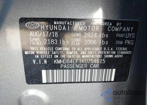 2019 Hyundai Elantra Sel из США, поврежденный, VIN KMHD84LF1KU754615